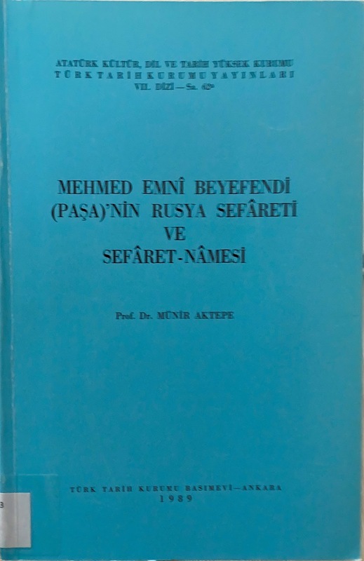 Mehmed Emni Beyefendi (Paşa)'nin Rusya Sefareti ve Sefaret-namesi
